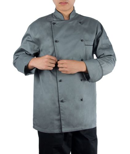 Newshine Unisex Phoenix Piping Apparel Executive Chef Coat Black White Red Grey