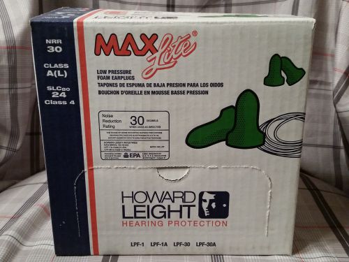Lpf-1 howard leight max lite ear plugs 200 pair/box , new in box, uncorded for sale