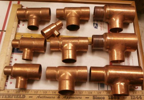 10 Misc. CxC COPPER REDUCER TEE&#039;s,  New-Old-Stock