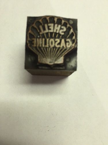 Shell oil advertising copper on wood printer&#039;s letterpress type block for sale