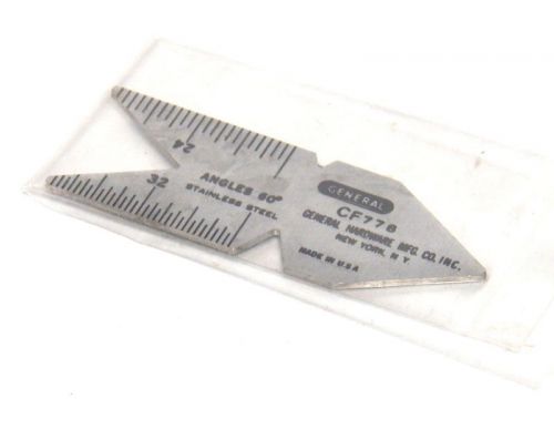 American Made NOS General Tool Fishtail Center Gage # CF778..........(2-1-2)