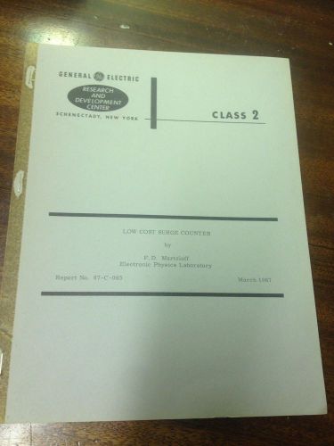 VINTAGE GE RESEARCH REPORT LOW SURGE COUNTER 1967 16 PGS