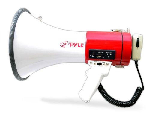 Pyle pmp57lia megaphone bullhorn rechargeable battery,usb flash/sd media w/siren for sale