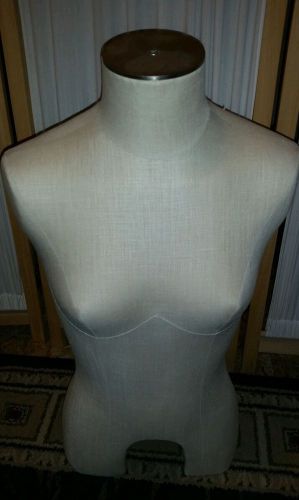 Linen Fabric Covered Womens Upper Body Form Mannequin Display Torso Medium Cloth