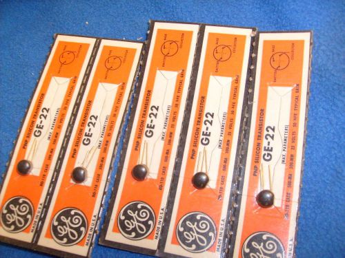 5 lot GE Silicon  PNP Silicon Transistors  GE-22 ~ NEW OLD STOCK