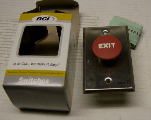 RUTHERFORD CONTROLS RCI Red Mushroom Head Exit Push Button Stainless Steel Mt.