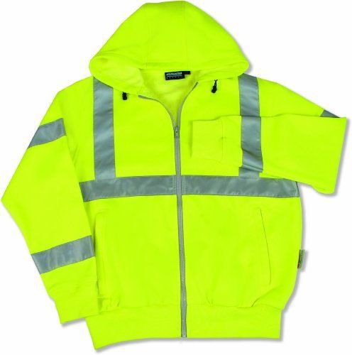 ERB 61529 S375 Class 3 Zip Up Safety Sweat Shirt  Lime  3X-Large