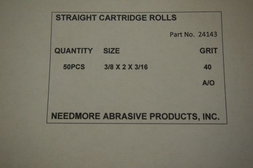 Needmore 24143 Straight Cartridge Rolls, Dia 3/8&#034; Length 2&#034; 40-Grit 50-pcs