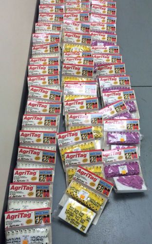 AgriTag Ear Tags - Mixed Lot - 52 Packs - 1300 Tags -Sheep &amp; Goat -#&#039;d And Blank