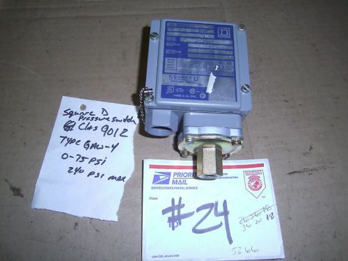 SQUARE D  CLASS 9012 PRESSURE SWITCH TYPE GAW-4 0-75 PSI 240 MAX PSI LOOKS NICE!