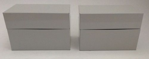 2 Grey Gray Metal 3x5 Card File Box Recipe
