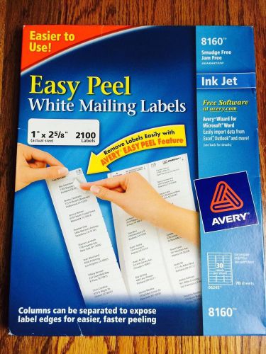 Avery 8160 Inkjet Labels, Mailing, 1&#034;x2-5/8&#034;, 2100/ Labels, White