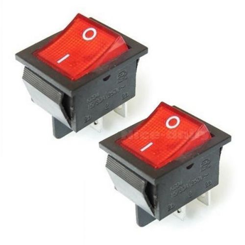 2pcs red 4 pin light on/off boat rocker switch 250v 15a ac amp 125v/20a nycg for sale