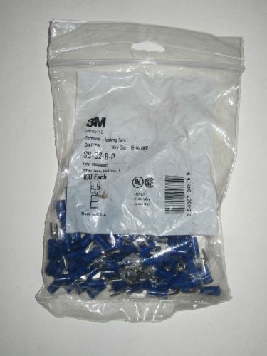 New 3m 94875 vinyl insulated locking fork terminal 16-14 awg #6 blue 100 pack for sale