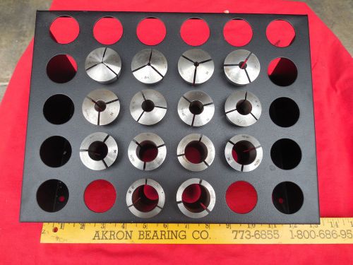5c collet set  14 pcs.  internal threads w/ huot  rack  very good condition for sale