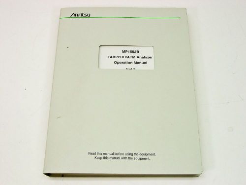 Anritsu Operation Manual vol. 2 MP1552B SDH/PDH/ATM Analyzer