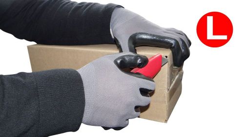 10 Dozen Nitrile Dipped Grey Nylon Disposable Industrial Work Gloves-Size Large