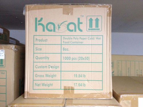 Karat Double Poly Paper Cold/Hot Food Container 16oz, 12oz, 8oz