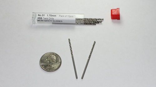 High Speed Steel Twist Drills sized 51 (1.70mm) (pack of 10)