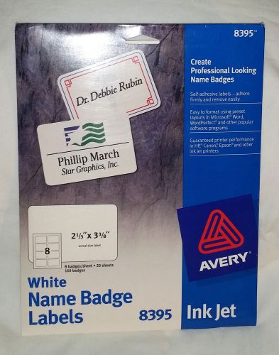 Avery Dennison 8395 Name Badge Label FREE SHIPPING WHITE ADHESIVE