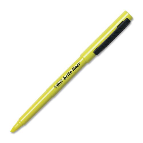 Highlighter w/ Pocket Clip, Chisel Point, Nontoxic, 12-Pack, Yellow