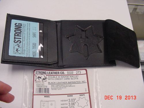 Strong Leather Double I D Badge Wallet with CC slots Star Cut out