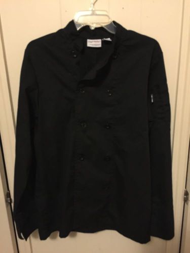 CHEFWORKS CHEF COAT Black Long SLEEVE  Sz SMALL Worn Once