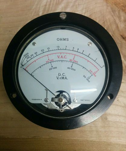 Vintage OHMS meter! D.C. V.&amp;MA.!  4.5&#034; diameter! Fully functioning!