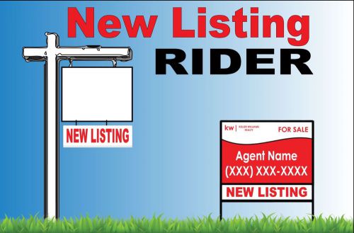 2 New Listing 6x24 Real Estate Sign Riders 2 sided Outdoor Coroplast