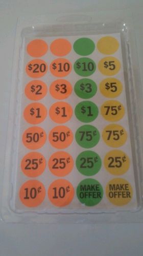 1260 Garage Sale Labels Set of Three Packs 420ct Each Assorted Colors