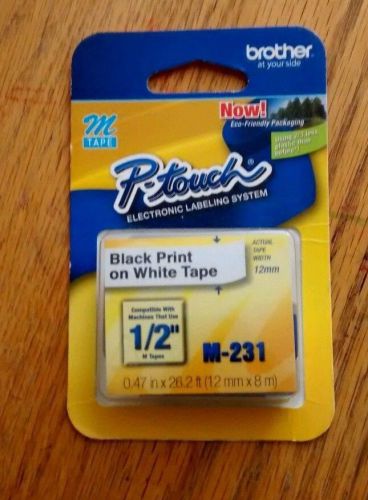 BROTHER P-TOUCH M231 BLACK ON WHITE TAPE 1/2&#034;