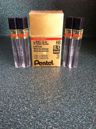 Pentel hi-polymer 0.5mm hb refill leads fine 16 tubes 192 lead pcs. for sale