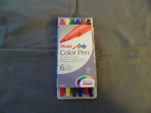 Pentel Arts Color Fine Point Markers 6 Pack (Red Yellow Green Blue Brown Black)