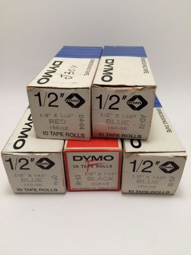 Vintage Dymo Embossing Tape Rolls Lot of 50 Tapewriters 1/2&#034;x144 USA 1960s