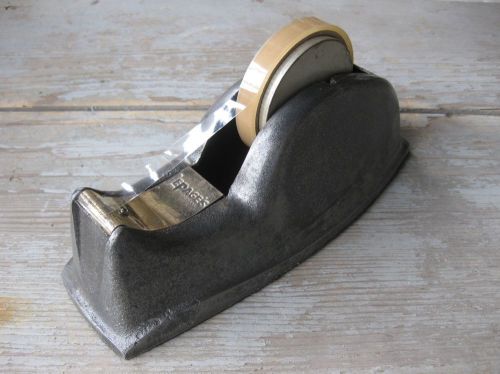Vintage industrial mid-century tape dispenser, bare polished iron, 3&#034; lepage&#039;s for sale