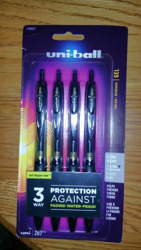 Uni-ball 207™ R/T Fraud Prevention Gel Pens Micro Point .38mm, black ink, 4 pack