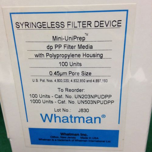 Whatman Syringeless Filter Mini-UniPrep Media 0.45um UN203NPUDPP 100 Units -NEW!