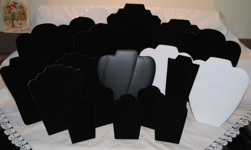 18 Black velvet White leather Necklace Bust Displays Easel Stand Jewelry