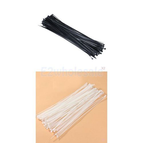 400pcs white +black 11.6&#034; network cable wire ties straps zip nylon cords for sale