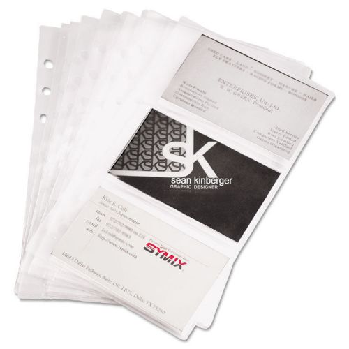 Business card binder refill pages, six 2 x 3 1/2 cards/page, clear, 10 pages/pk for sale
