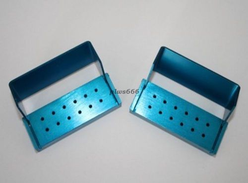 10Pcs 12 Holes Dental Bur Holder Stand Autoclave Disinfection Box Case Blue