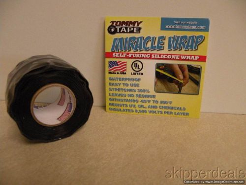 TOMMY TAPE MIRACLE WRAP SELF-FUSING SILICONE WRAP WATERPROOF 10&#039; X 1&#034; BLACK