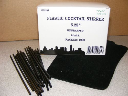 5.25&#034; BLACK Straws Slim Sip Cocktail Drink Mix Stirrers 1000 Pack----bpa free