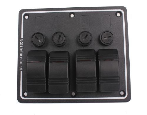 DC12V 4 Gang LED Car Boat Rocker Switch Panel With Auto Fuse IP68 For Boat Car