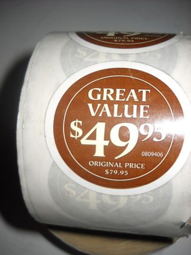 Price label 49.95  retail business price stickers thick roll