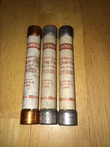 Gould shawmut ots20 gould-x one-time, 20 amp, 600vac class k5 fuse for sale