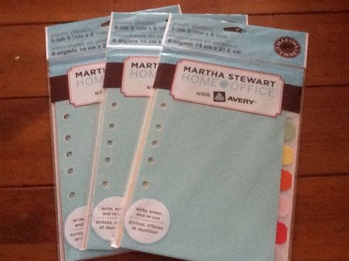 Lot of Martha Stewart with Avery 8/tab plastic 5 1/2&#034; by 8 1/2&#034; plastic dividers