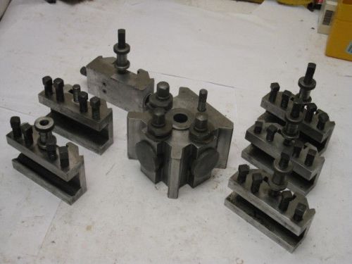Clausing Colchester lathe toolpost &amp; 6 pcs. toolholders for 15&#034; swing lathe