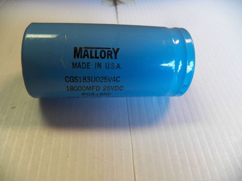 MALLORY CAPACITOR CGS183U025V4C 18000MFD 25 VDC POS 85°C MAX SURGE 30VDC