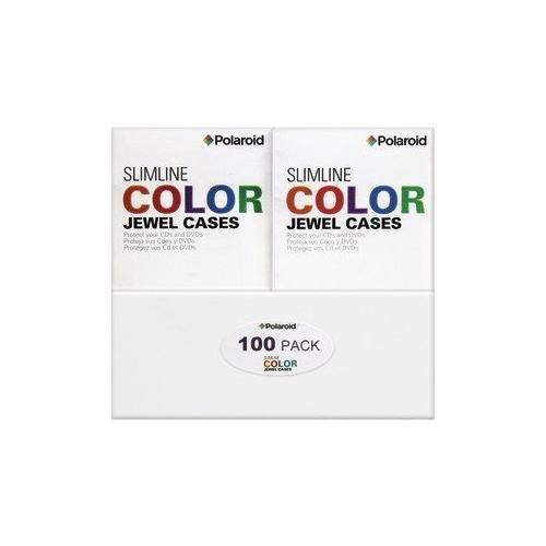 Polaroid PREJC00100C CD and DVD Slimline Color Jewel Case, 100-Pack New